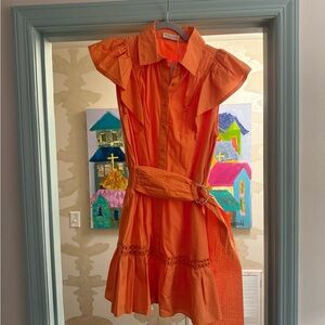 Vibrant Orange Ruffled Dress